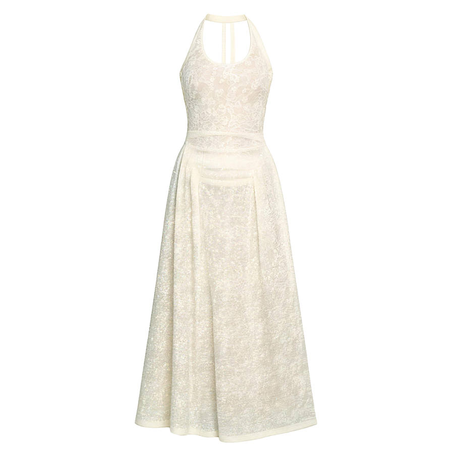Aaisup Sleeveless Dresses Women's White U Neck Moderate Long