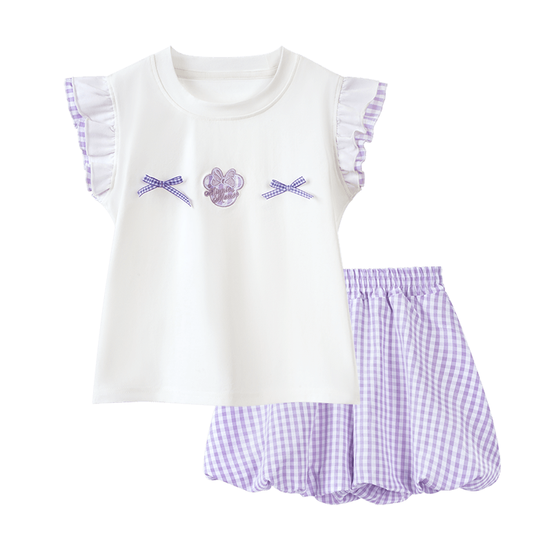 Disney Kids Two Piece Skirt Sets Crew Neck Thin Short