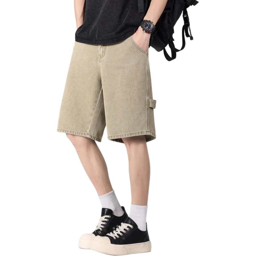 Tonlion Denim Shorts Men's Khaki Moderate