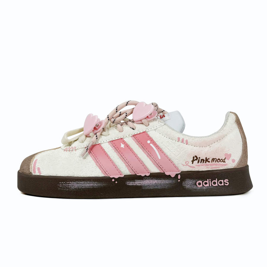 Adidas Adidas Vl Court Classic Peach Blossom Slip Resistant Abrasion Resistant Balance Low top German Army Trainers Unisex