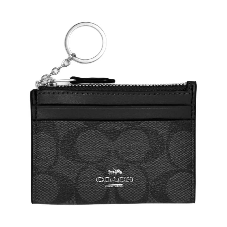 COACH Skinny Id Case Artificial Leather Document Wallet, Card Holder Regular Women's Black
