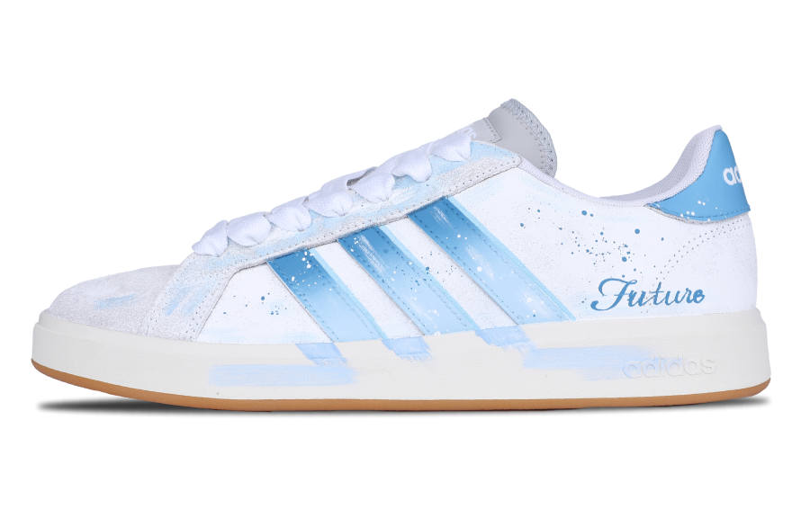 Adidas Adidas Grand Court Base 00s Summer Hand Drawn Suede Abrasion Resistant Slip Resistant Low top Skateboard Shoes Unisex