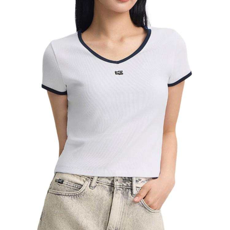 Lee T Shirts Women's White V Neck