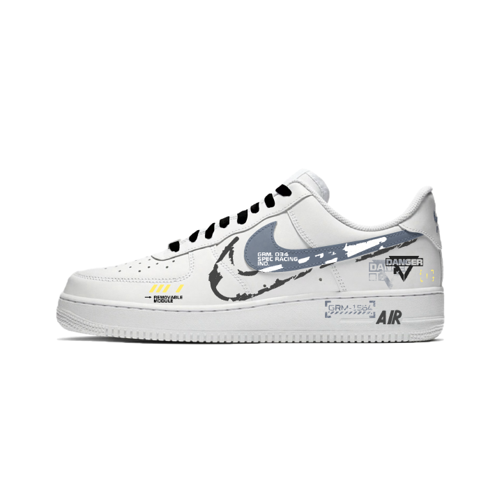 Nike Nike Air Force 1 Cow Leather Cushioning Support Breathable Low top Skateboard Shoes Men's White Blue
