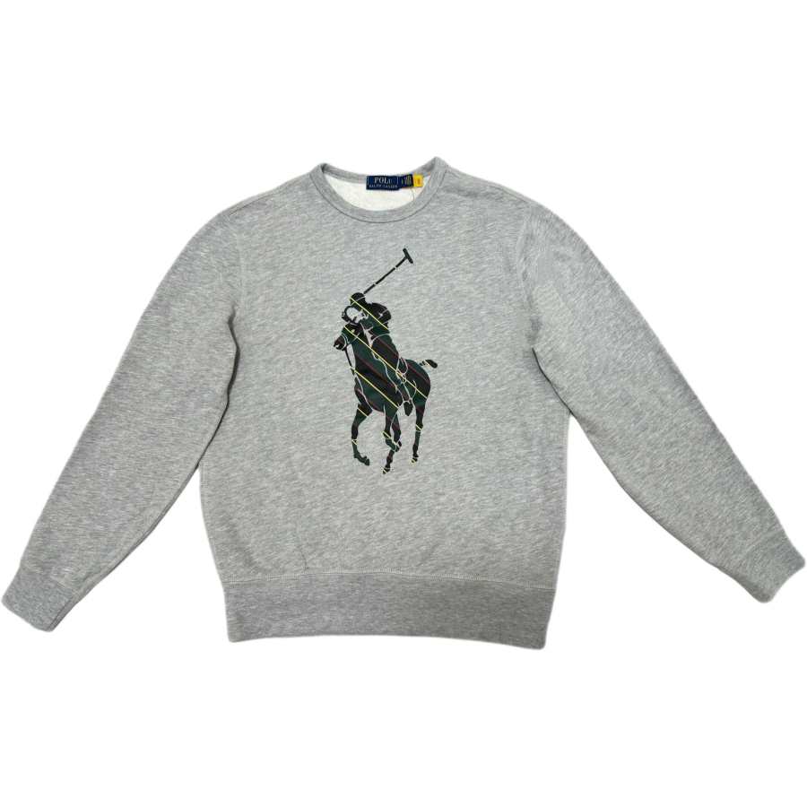 Polo Ralph Lauren Big Pony Crew Neck Fleece Lined Multicolor Large Horse Logo Long Sleeved Sweatshirt