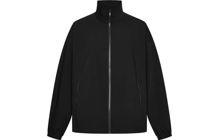 URBAN REVIVO Jackets Men's Jet Black Stand Collar Thin Other