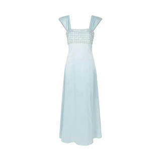 Aghr Slip Dresses Women's Aqua Blue V Neck Moderate Long