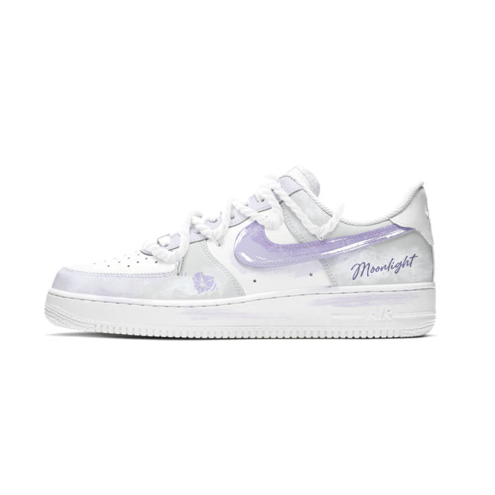 Nike Nike Air Force 1 Purple Mist Cow Leather Abrasion Resistant Slip Resistant Low top Skateboard Shoes Unisex Purple White