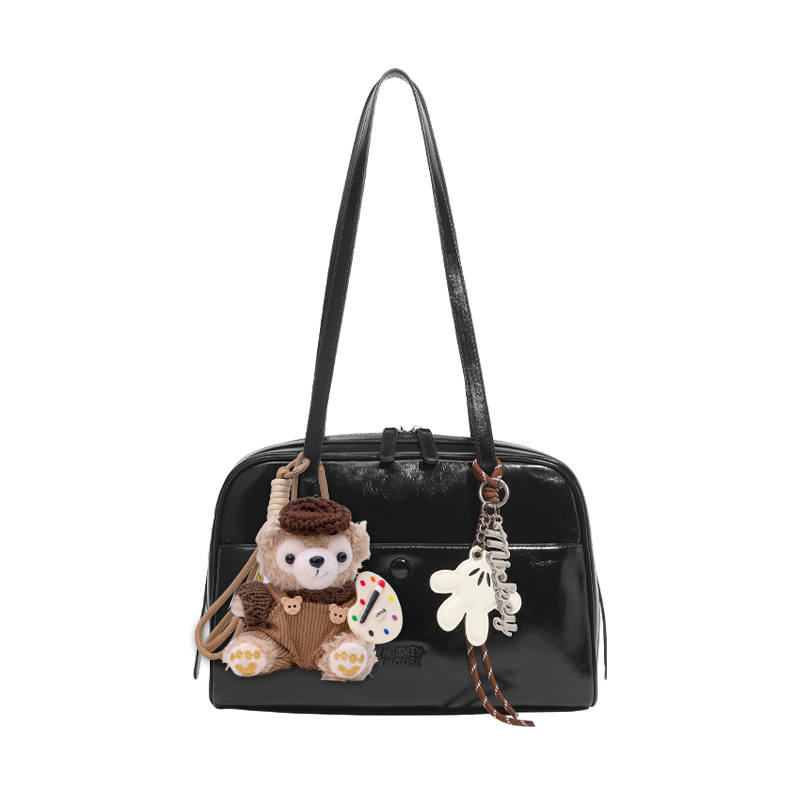 Disney Mickey Mouse Pu Shoulder Bag Regular Women's Truffle Black/Chestnut Brown