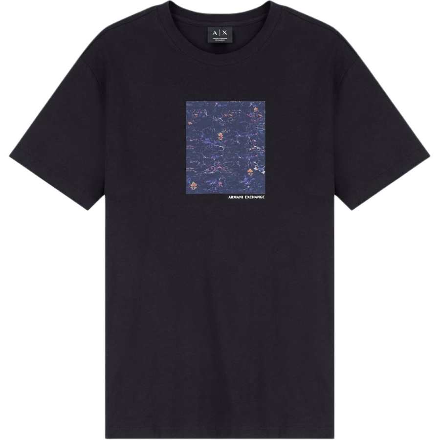 ARMANI EXCHANGE T Shirts Men's Black Crew Neck Moderate Straight Fit