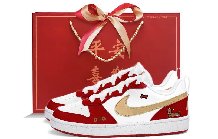 Nike Nike Court Low top Skateboard Shoes White Red Teenagers