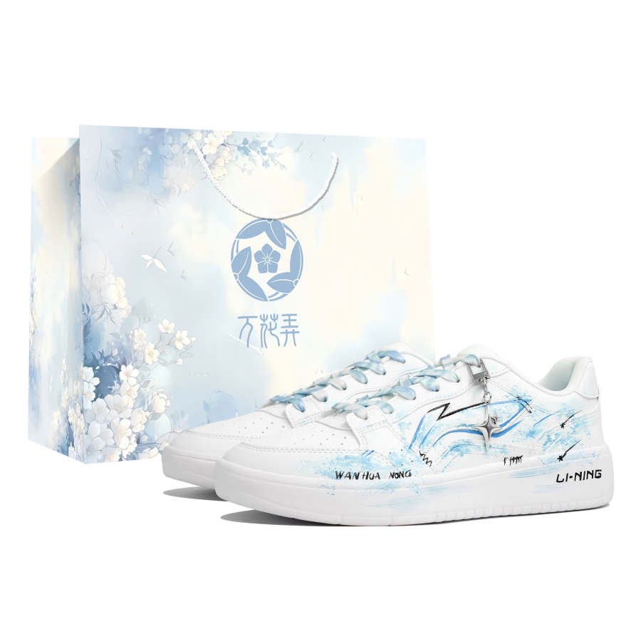 Li-Ning Li Ning Sycee Wan Hua Nong, Galaxy Blue Island, Shopping Bag Abrasion Resistant Lightweight Low top Skateboard Shoes