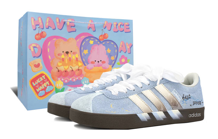 Adidas Adidas Vl Court Classic Peninsula Iron Box Lightweight Breathable Low top Skateboard Shoes Unisex Sky Blue