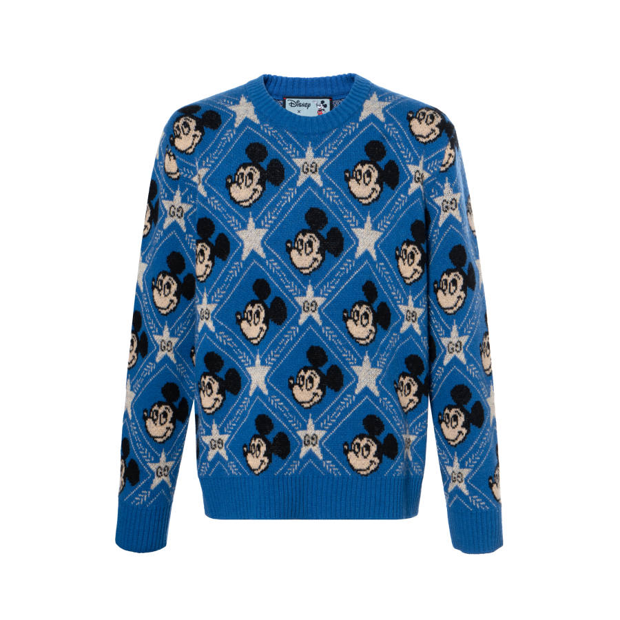 GUCCI X Disney Sweaters Men's Bright Blue Crew Neck Moderate Other