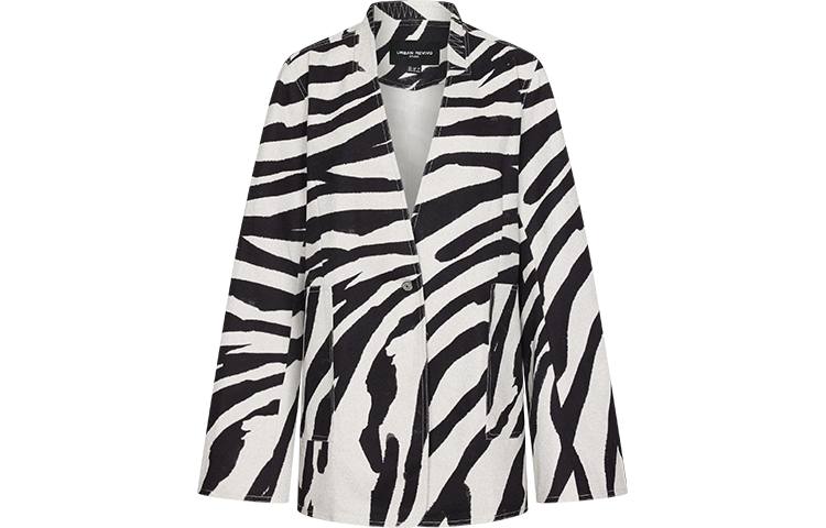 URBAN REVIVO Jackets Women's Black Print V Neck Moderate Other