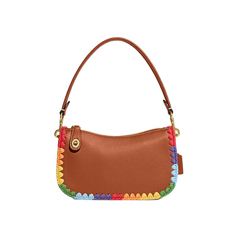 COACH Swinger Cow Leather Shoulder Bag Small Women's Brown