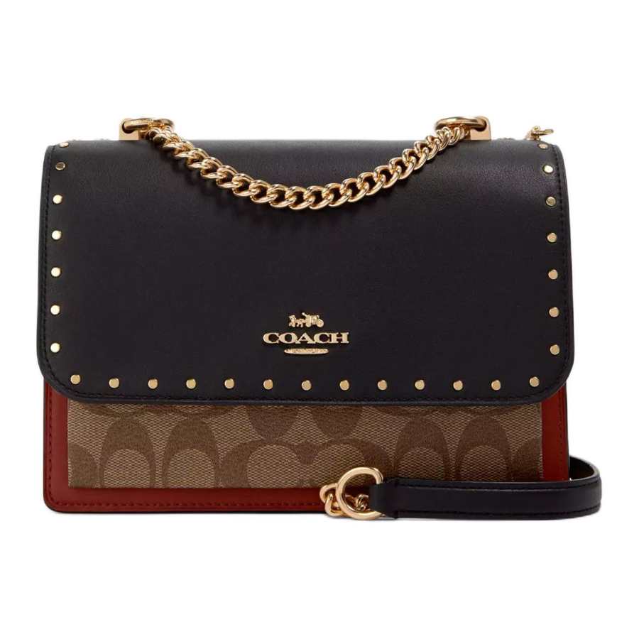 COACH Klare Leather Trunk Bag Crossbody Bag Small Women's Black & Brown