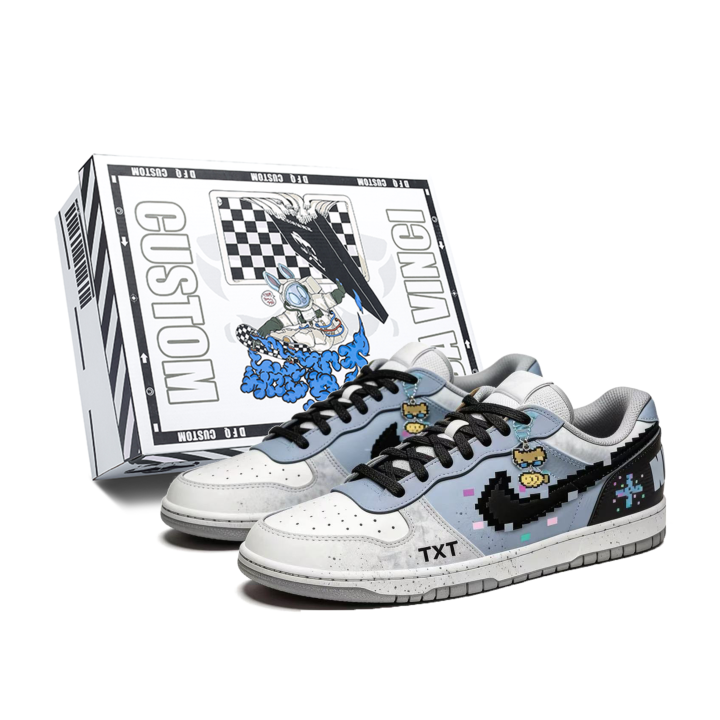 Nike Custom Shoes Nike Big Low Lux Pixel Fuse Beads, Box Low top Skateboard Shoes Men's Blue