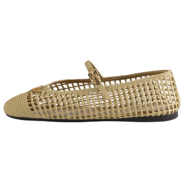 PRADA Flat Mary Jane Shoes 0.5cm Women's Quartz Beige