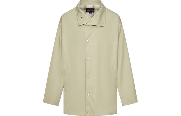URBAN REVIVO Jackets Men's Khaki Stand Collar Moderate Other