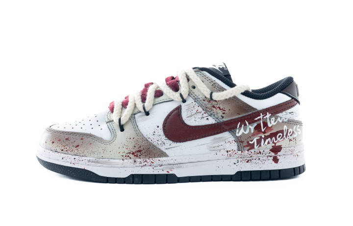 Nike Nike Dunk Graffiti Storm Leather Abrasion Resistant Slip Resistant Low top Skateboard Shoes Men's Black Red