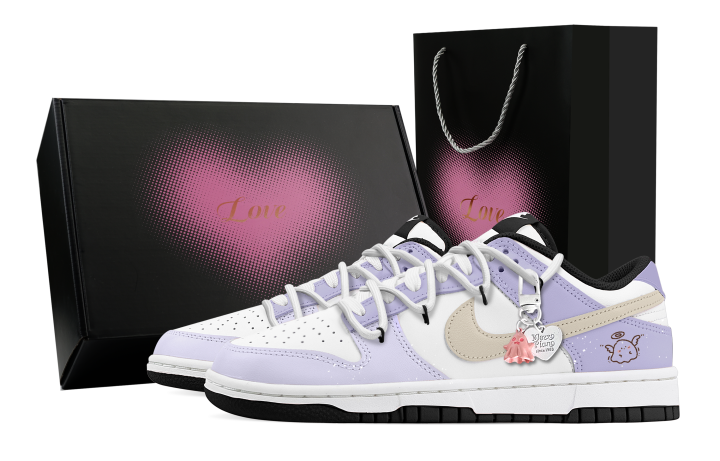 Nike Nike Dunk Ghost Story 2 Heart Box Leather Abrasion Resistant Low top Skateboard Shoes Unisex Purple