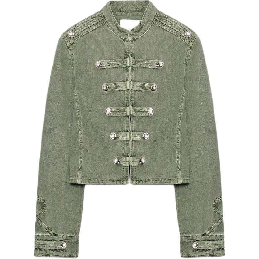 ZARA Jackets Women's Green Crew Neck Moderate Other
