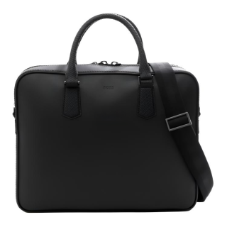HUGO BOSS Cow Leather Briefcase Men's Black