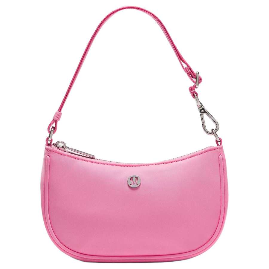 Lululemon City Essentials Nylon Shoulder Bag Mini Women's Candy Pink & Silver
