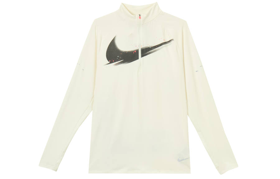 Nike Nike Dri Fit T Shirts Men's Ecru Stand Collar Moderate Straight Fit