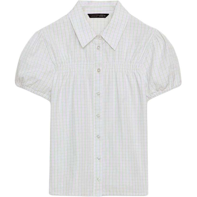 ZARA Shirts Women's Green/Nude Lapel Thin