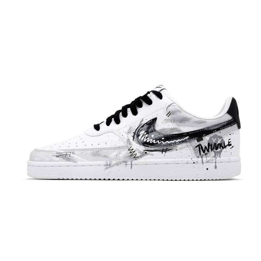Nike Nike Court Vision 1 Mist Gray Stars 7L Cushioning Abrasion Resistant Slip Resistant Low top Skateboard Shoes Unisex