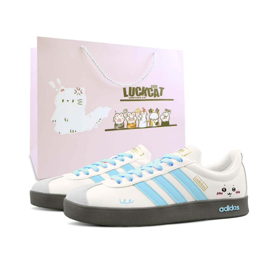 Adidas Custom Adidas VL COURT 2.0 Blue Mist Elf 3.0 Shopping Bag Abrasion Resistant Low top German Army Trainers Unisex
