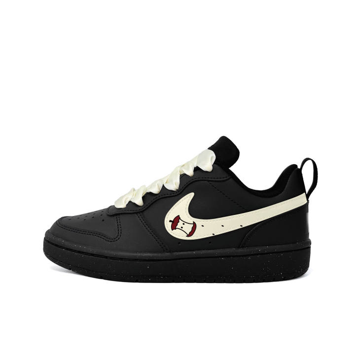Nike Nike Court Borough Apple Heart Synthetic Leather Abrasion Resistant Slip Resistant Low top Skateboard Shoes Black