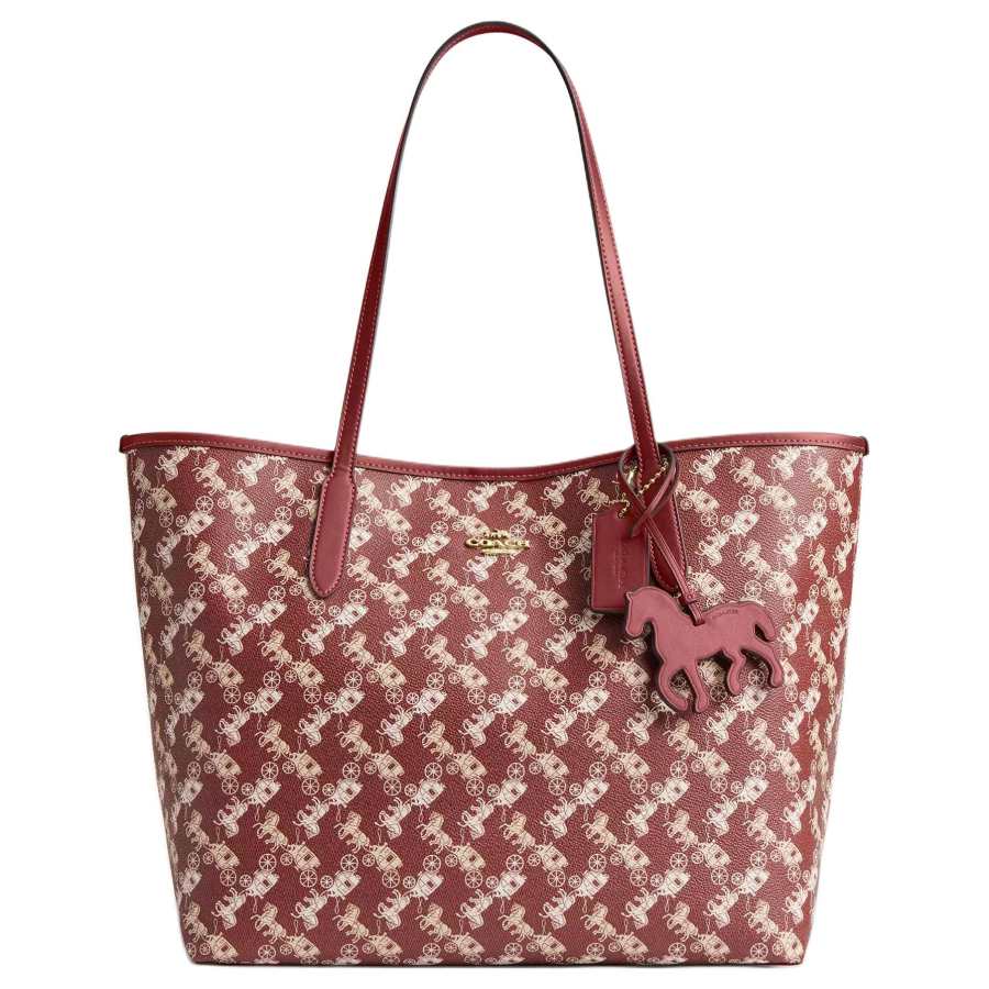 COACH City Artificial Leather Tote Bag, Shopping Bag, Handbag, Shoulder Bag Large Women's Burgundy