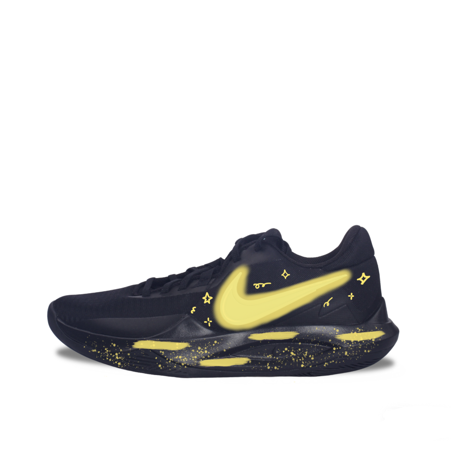 Nike Nike Precision 6 Cushioning Abrasion Resistant Slip Resistant Low top Basketball Shoes Men's Black Yellow