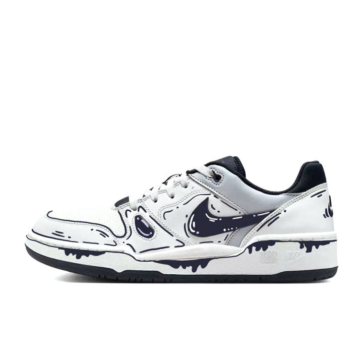 Nike Nike Full Force Synthetic Leather Low top Skateboard Shoes Men's Black Gray Blue
