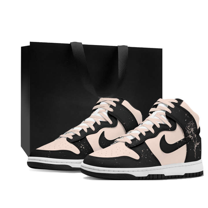 Nike Nike Dunk Thermal Slip Resistant Cushioning Abrasion Resistant High top Skateboard Shoes Women's Black Pink