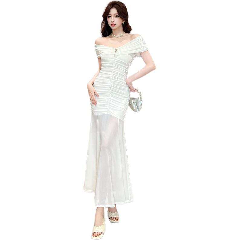 VENICEW Sleeveless Dresses Women's Boat Neck Thin Long