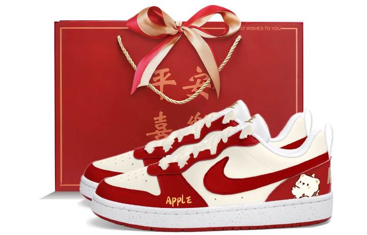 Nike Nike Court Low top Skateboard Shoes White Red Teenagers