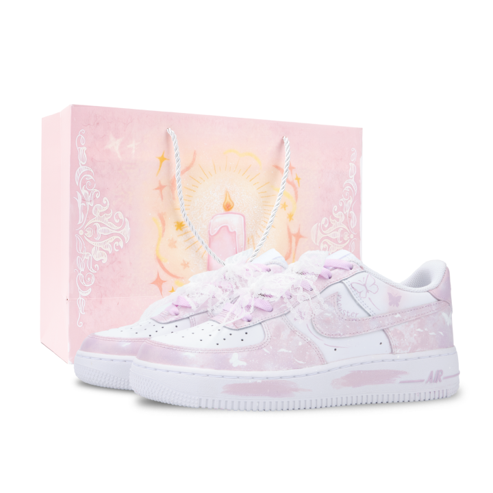 Nike Nike Air Force 1 Monster Lab, Dream Butterfly Abrasion Resistant Slip Resistant Low top Skateboard Shoes Unisex