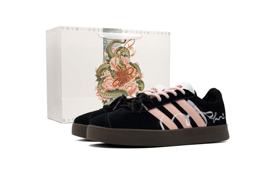 Adidas Adidas VL COURT 2.0 Propagation Lightweight Breathable Low top Skateboard Shoes Unisex Black Pink
