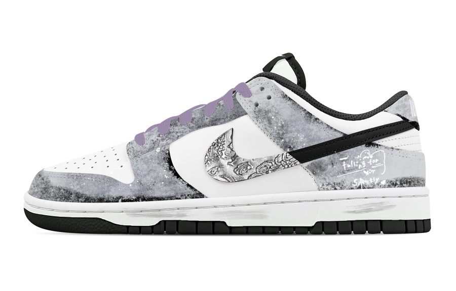 Nike Nike Dunk Tracing White 2 Leather Abrasion Resistant Low top Skateboard Shoes Unisex Gray