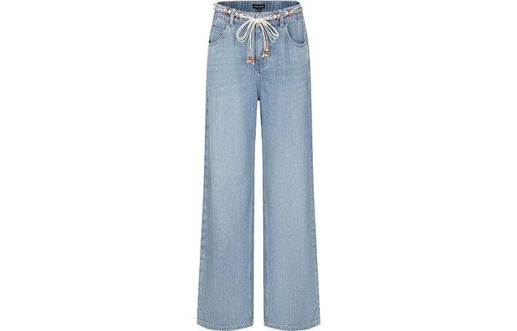 URBAN REVIVO Jeans Women's Sky Blue Moderate Wide Leg Pants
