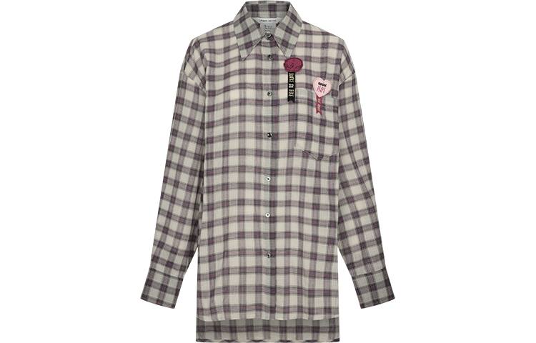 URBAN REVIVO Shirts Women's Light Black Gray Plaid Lapel