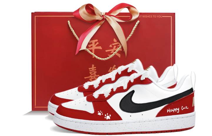 Nike Nike Court Low top Skateboard Shoes White Red Teenagers