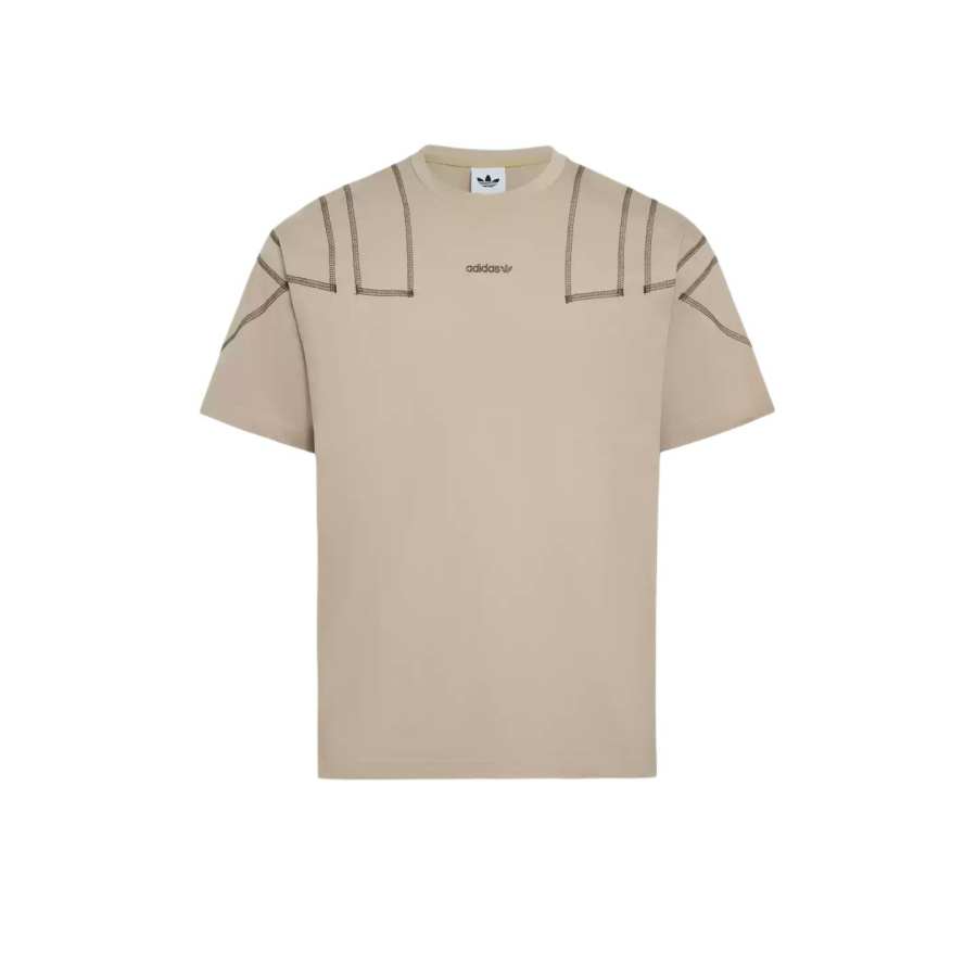 Adidas Originals T Shirts Men's Gray Stone Khaki Brown Crew Neck Moderate