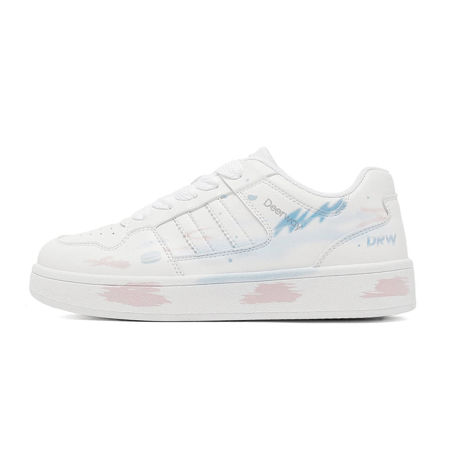 DEERWAY Low top Skateboard Shoes Women's Blue Pink Graffiti