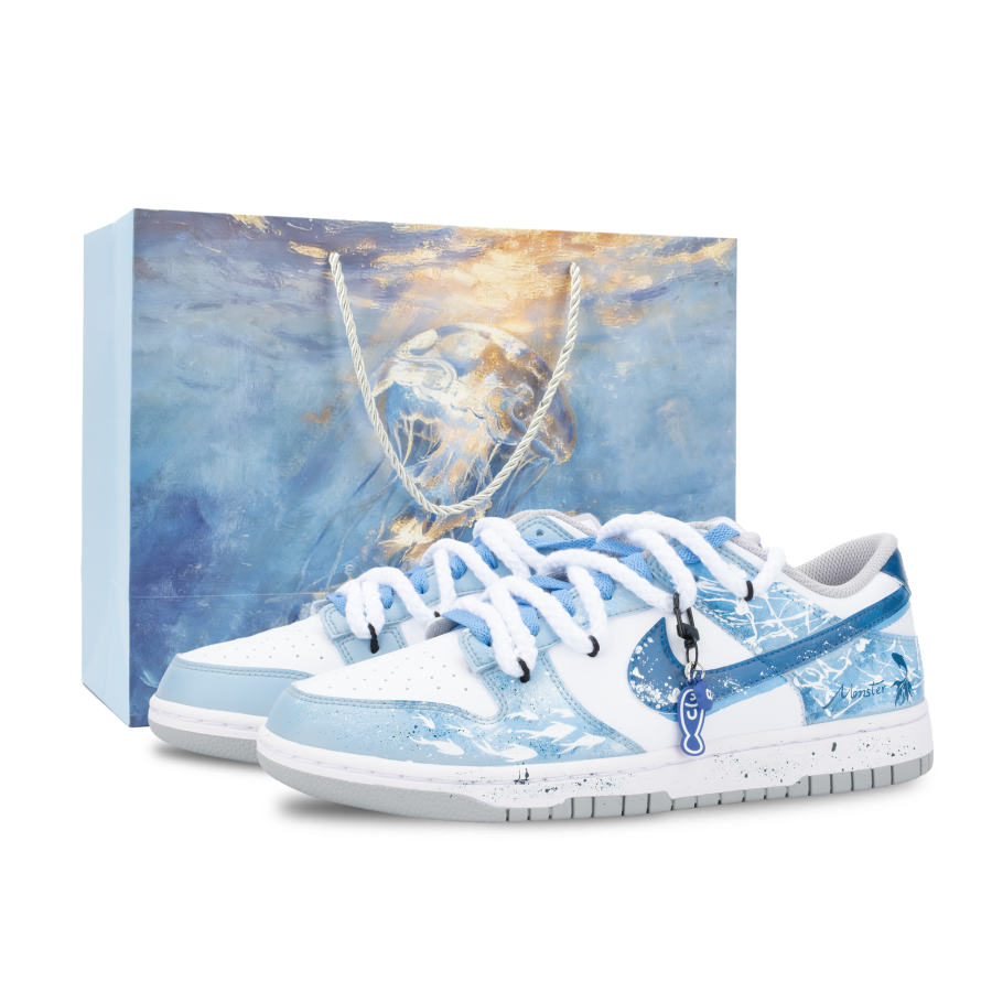 Nike Nike Dunk Monster Lab, Scale Slip Resistant Low top Skateboard Shoes Unisex White Blue