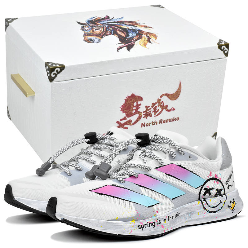 Adidas Adidas Adizero RC 4 Slip Resistant Lightweight Low top Running Shoes Unisex Pink Blue